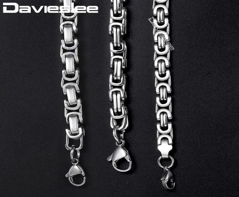 Davieslee Mens Necklaces Chains Silver Tone Stainless Steel Byzantine Chain Necklace for Men Jewelry Fashion Gift 57mm LKNN21Fact1764349