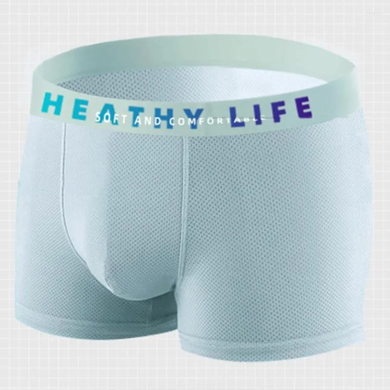 Underpants Men Mesh Ice Silk Traceless Shorts Boxer Brief Pouch Middle Rise Panties Lingerie Underwear Youth Cool Men's