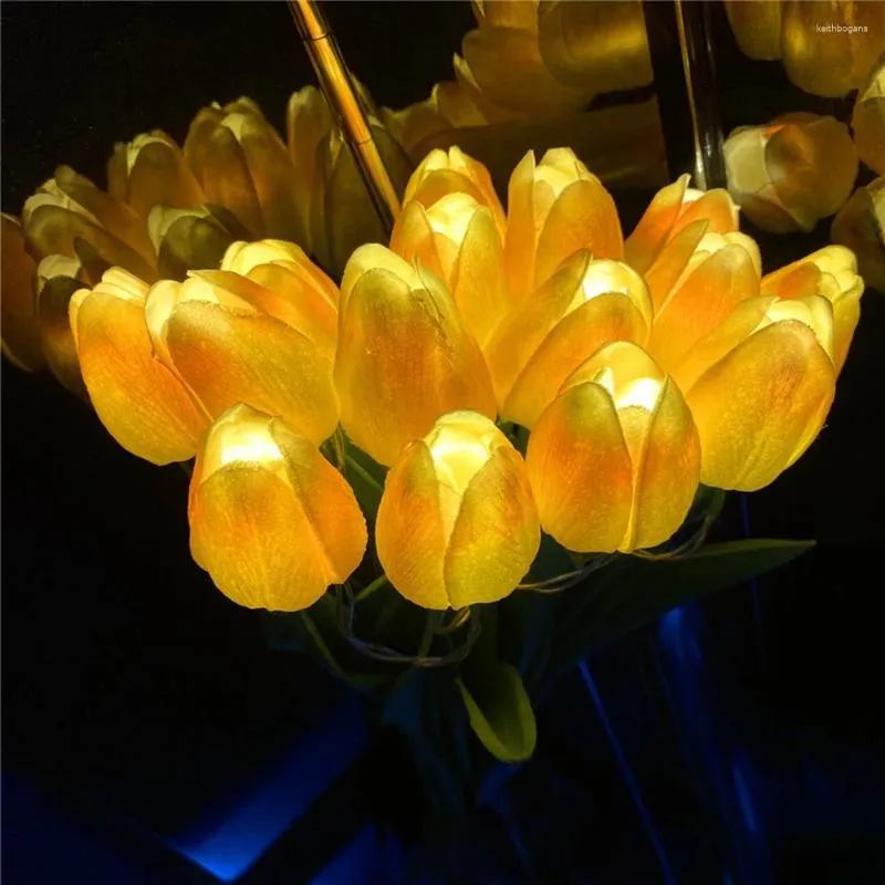 Lampes de table tulipes lumière artificielle ip65 étanche de la lampe de tulipe étanche batterie de fleur alimentée nuit cadeau romantique à la maison polyvalente décoration