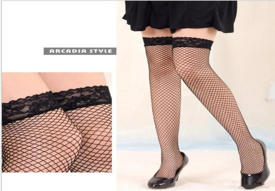 Vrouwen die mesh opslaan Hollow Out Sexy Lingerie Woman Ladies Lace Fishnet Digh High Stockings2504355