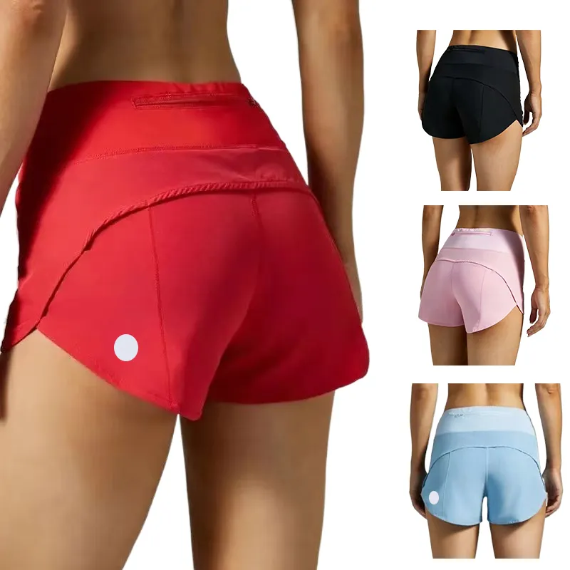 Speed Up High-Rise Lined Short Waist Sports Shorts Women's Set Quick Drying Loose Running Clothes Back Zipper Pocket Fitness Yoga