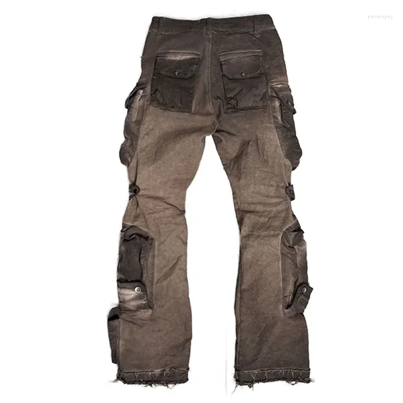 Pantalon masculin cargo occasionnel de l'industrie lourde de plusieurs poches pantalons élastiques minces pour mâle