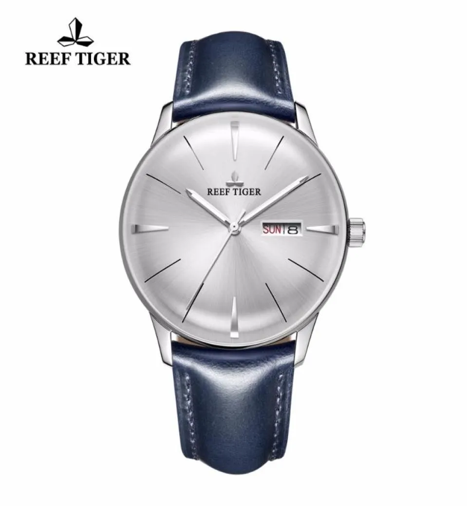 Orologi da polso 2021 Reef Tigerrt Mens Dress orologi Convex White Dial Diazione Blu Blu Automatico RGA82384022751