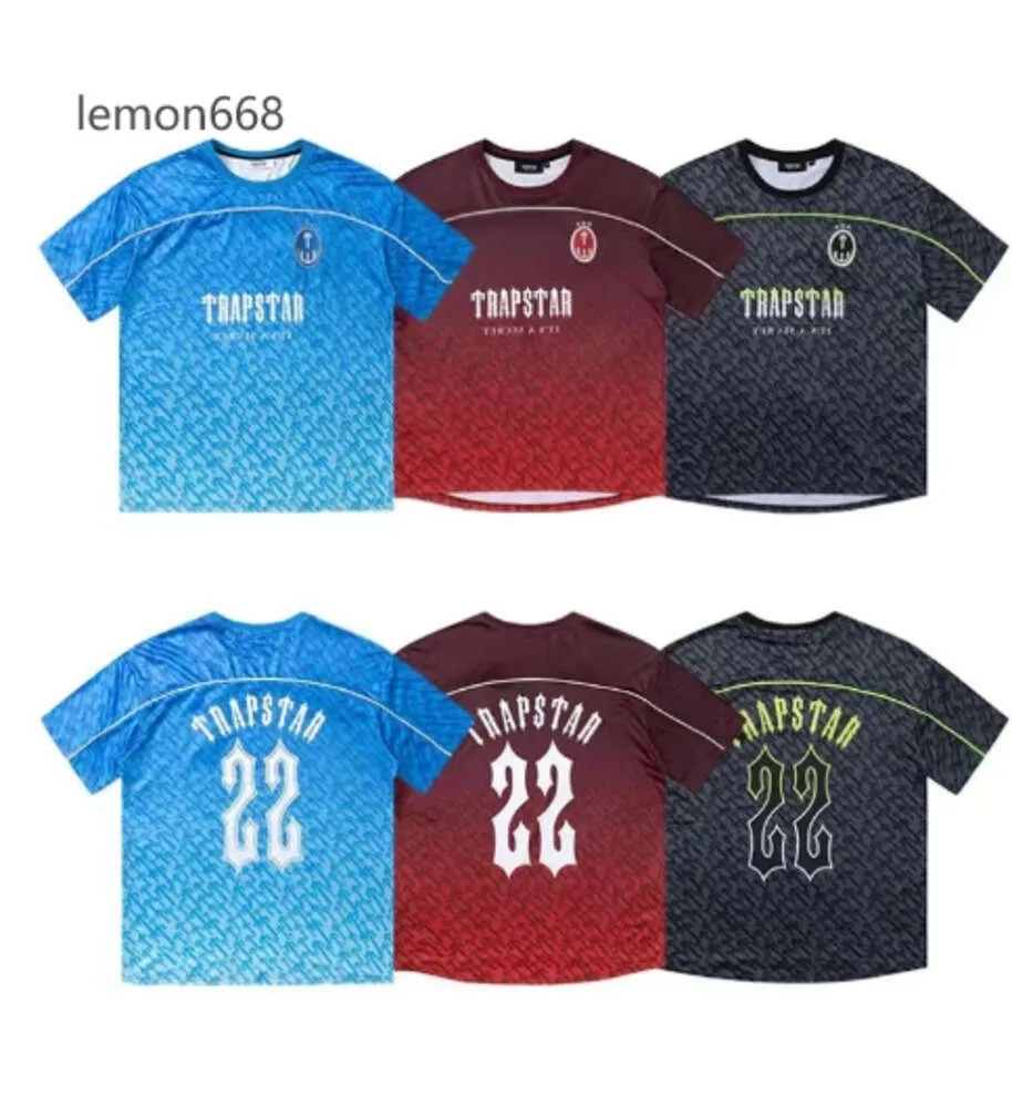 Herren T-Shirts Trapstar Mesh Football Jersey Blue Black Red Men Sportswear T-Shirt Designer Modekleidung 5434545