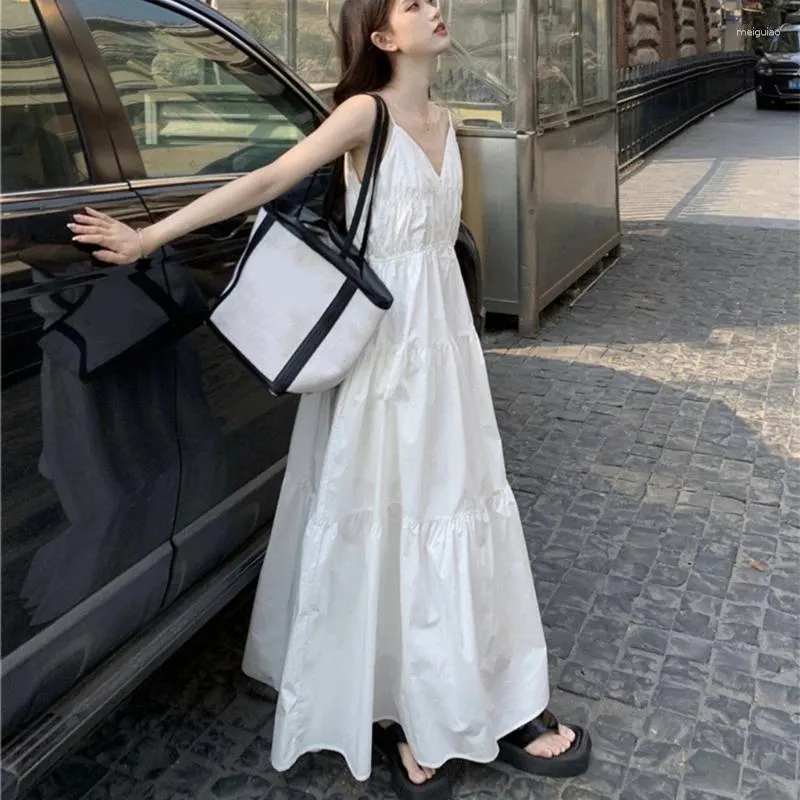 Floral Dresses Loose Fitting White Dress Women Western Long Sleeve