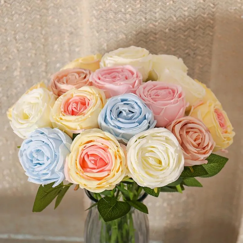 Decoratieve bloemen 1x kunstmatige zijden bloem roze valentijnsdag cadeau bruiloft bruids boeket decor