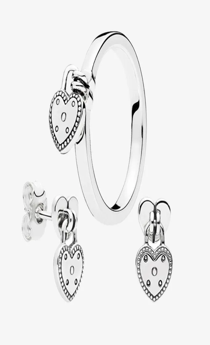 Anello e orecchini a sospensione di Love Heat Set per 925 anelli d'argento per le orecchie con scatola originale per donne2590140