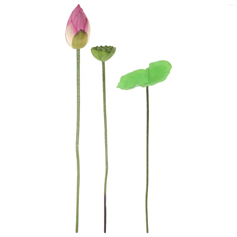 Decorative Flowers 1 Set Artificial Plants Leaf Pick Decor Simulated Lotus Stems Lifelike