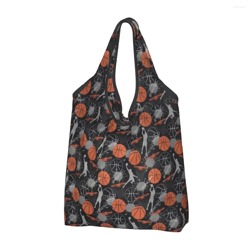Storage Bags Basketball Grocery Shopping Cute Shopper Tote Shoulder Bag Large Capacity Portable Dots Round Physical Culture Handbag