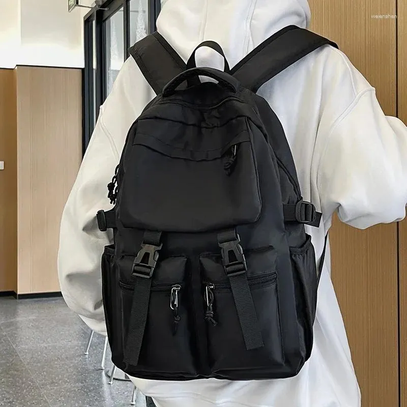 Sac à dos en nylon softback sacs à dos de couleur solide zipper 2024 sacs pour unsexe de grande capacité bolsas para mujeres