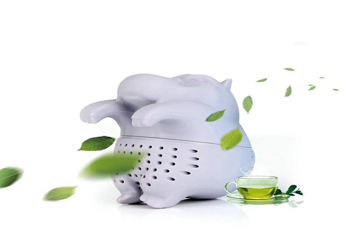FDA Silikon Słodki Hippo w kształcie Hippo Herbatę Slajne wielokrotne użycie przenośna herbata filtr kawy Pusta torby na herbatę dyfuzor liści 20pcs4425344