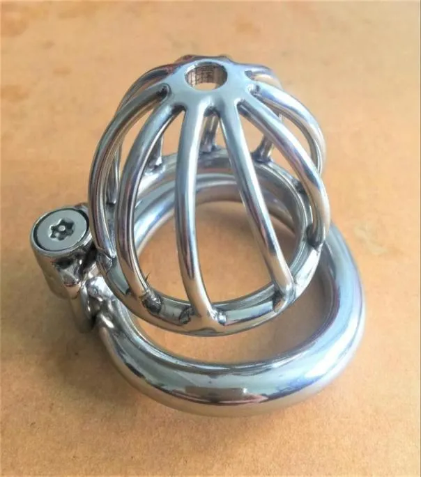 New Latest Design 45mm Length Super Small Male Cock Cage Bondage Device Peins Lock BDSM New Sex Toy Stainless Steel Belt7637122