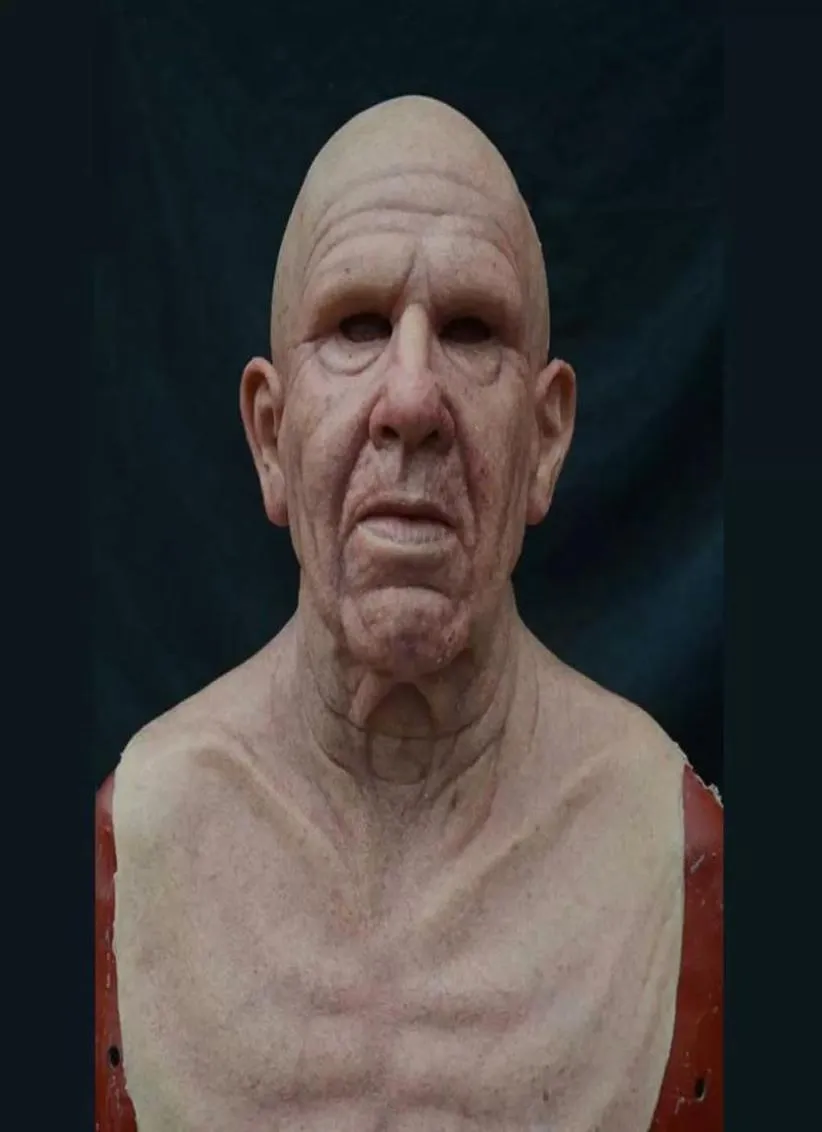 Wig Old Man Mask Halloween Full Latex Face effrayant Heaear Horreur pour le jeu Cosplay Prom accessoires New X08035054417