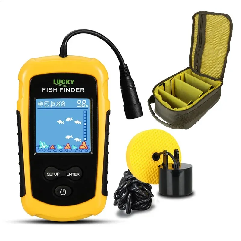 100 m tragbare Sonar LCD -Fischfinder Angelwerkzeuge Echo Sounder Fishing Finder mit Eisfischköderhaken und Fischrollenbeutel 240422