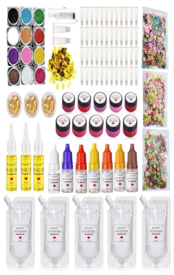 Lipgloss Ganzes DIY -Kit feuchtigkeitsspendende Basi Gel Klarer Kinder glänzend Nackt Glitzer Veganer Lipgloss -Röhrchen Container1295003