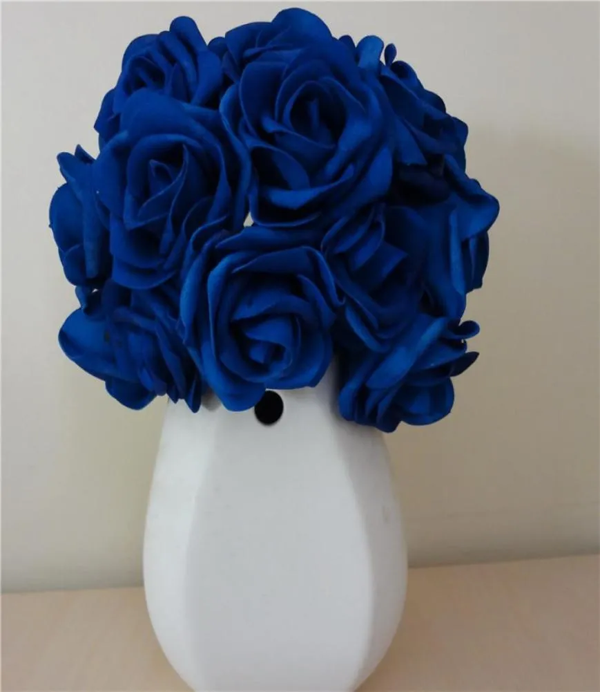 100x fiori artificiali rose blu royal per bouquet da sposa decorazioni per matrimoni centrataio intero lotti LNRS001 T2005097174867