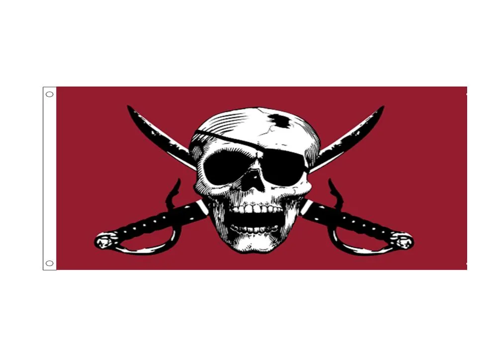 Skull Giant Flag Pirate Flag 3x5ft Skull Pirate avec deux drapeaux de couteau transversal 90x150 cm pour la décoration de la maison ou du bateau 1379681