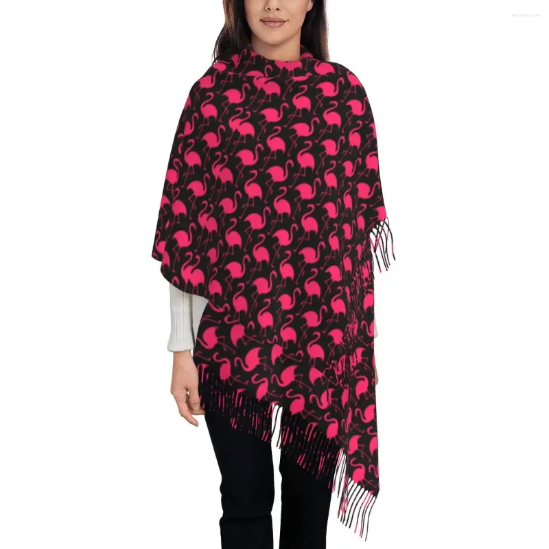 Sciarpa sciarpa da donna mantieni calde fresche avvolgimenti di stampa animale con flamingos rosa tassel a scialle retrò avvolgimento inverno foulard invernale