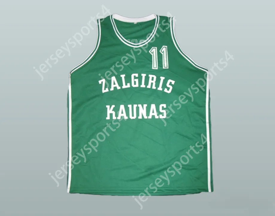 Custom Nay Mens Jeugd/Kinderen Arvydas Sabonis Zalgiris Kaunas Basketball Jersey Top gestikt S-6XL