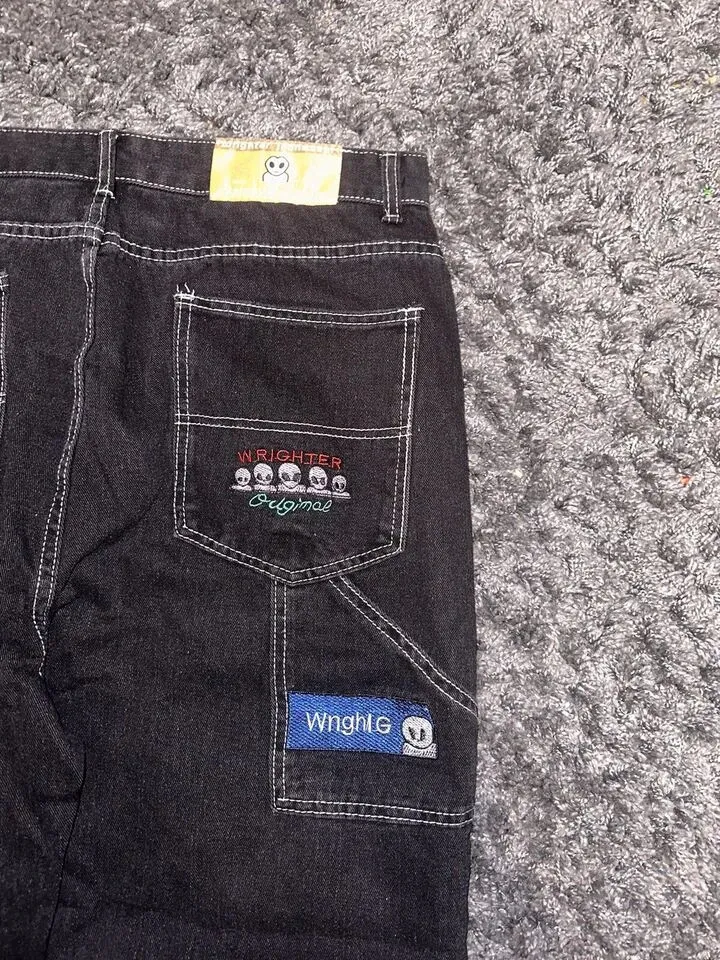 Y2K Jeans Koreanische Version Trendy Straight Fit Hosen Männer Baggy Goth Inco Skater Vintage Cargo Stickerei Harajuku 240426