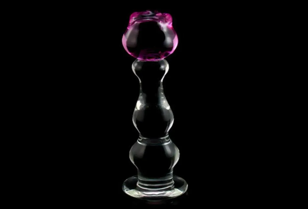 Domi 213cm Ice and Fire Series Rose Flower Design Glass Women Dildo Adult Butt Anal Plug Sex Toys Y2004215343051