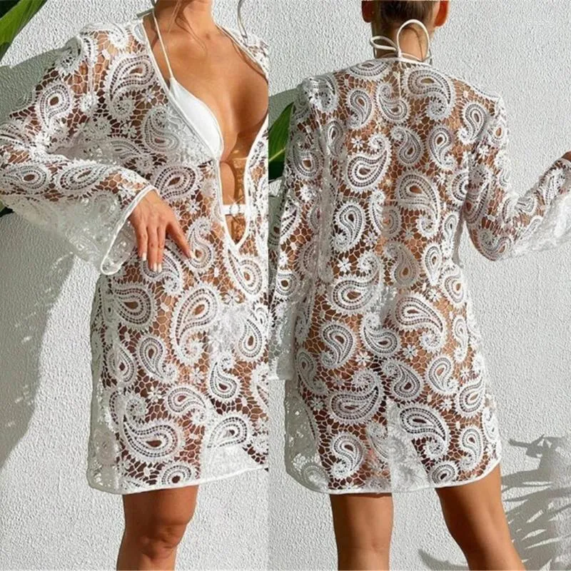 Lace Beach Dress Coverp Swimsuit Długie rękaw do sumowania przyjęć basenowych