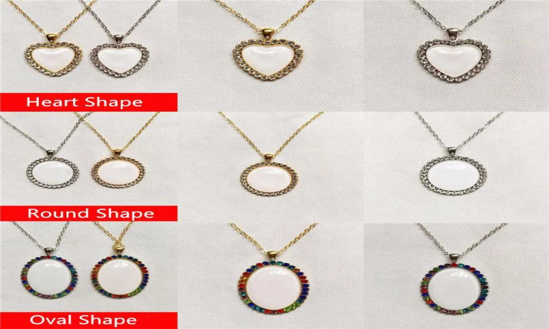 Fashion Style Sublimation Necklace Heat Transfer Crystal Pendant Custom Blank Metal Necklace Valentine Gift Jewelry Souvenir Pres3158143