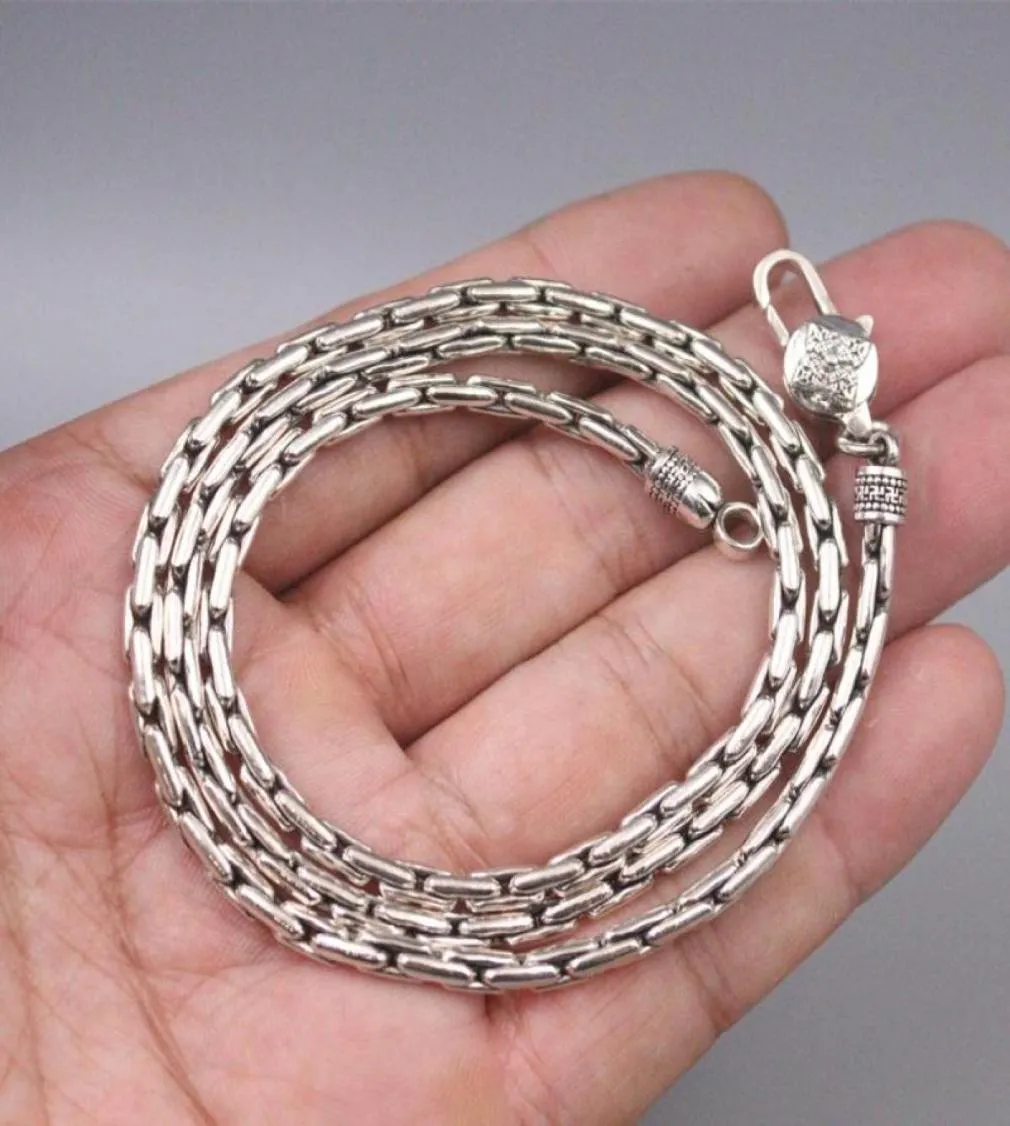 Цепочки Real S925 Серебряное колье стерлингов бамбук Criss Figure Anchor Link Chain 3,5 мм W4665109