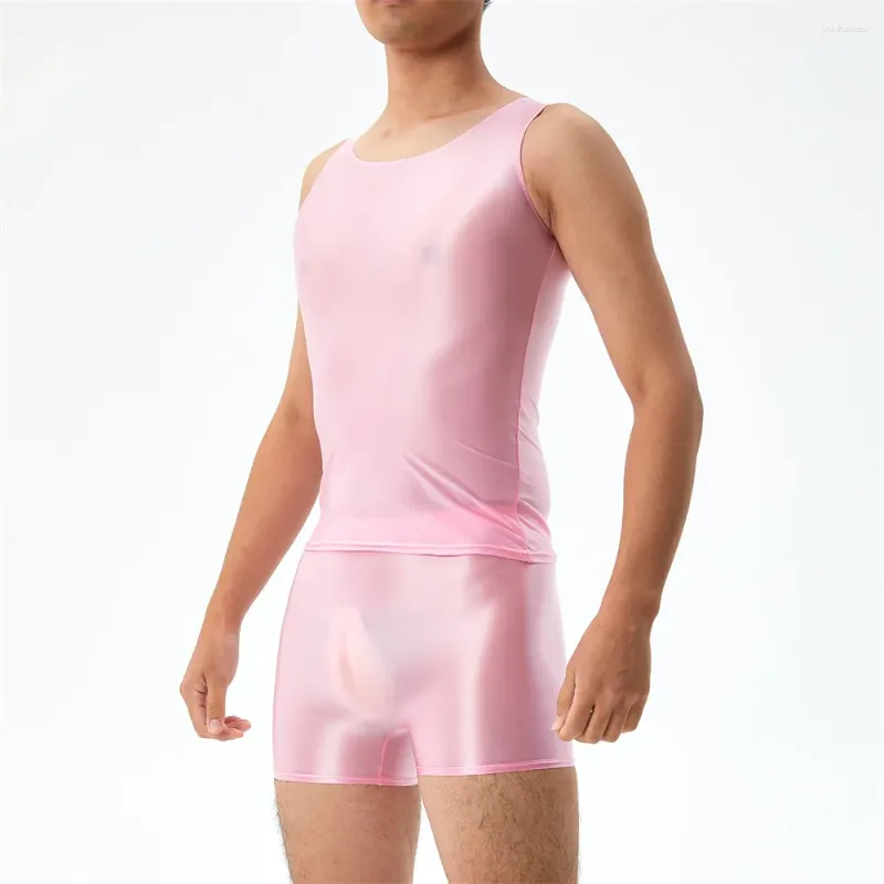 Suits-survêtements masculins Glossy 2 pièces sets tops shorts sports fitness coulant globalement les combinaisons de chats
