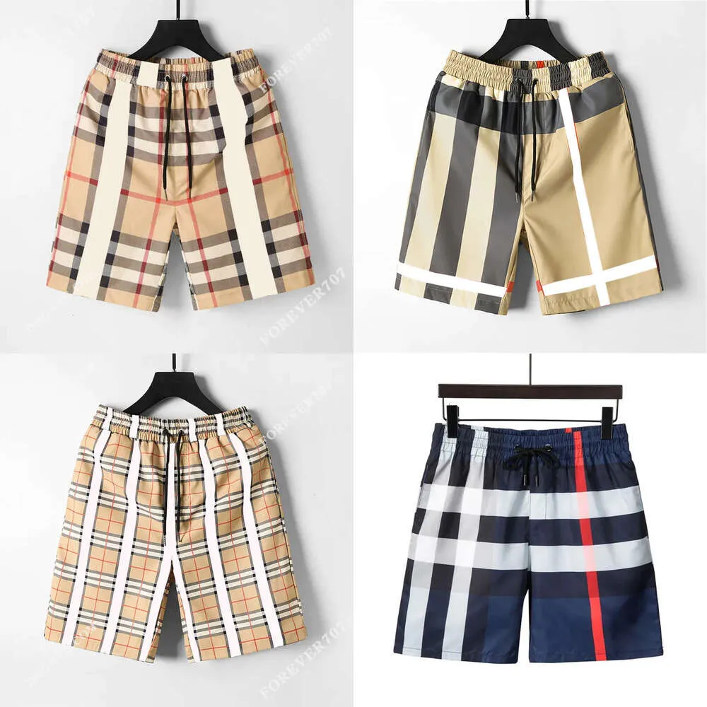 British Designer Shorts Heer en dames designer shorts Casual Plaid Shorts Summer Beach broek losse zwembroek Trek touw elastisch ademend snel droog