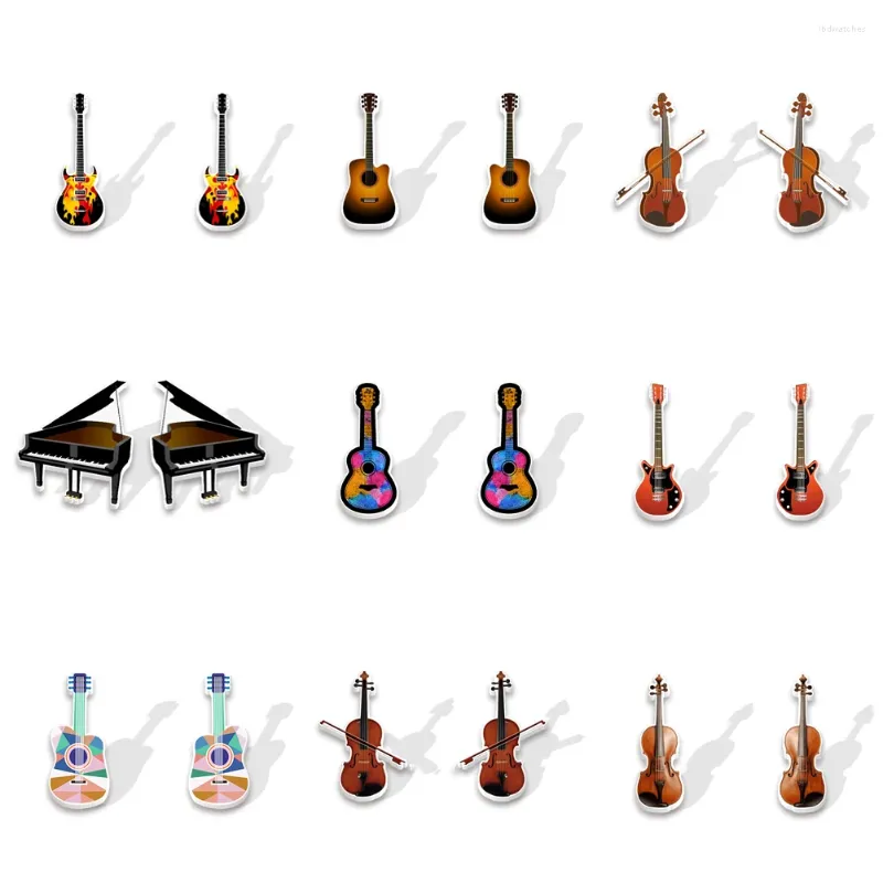 Stud -oorbellen acrylhars epoxy muziekinstrument charmes voor