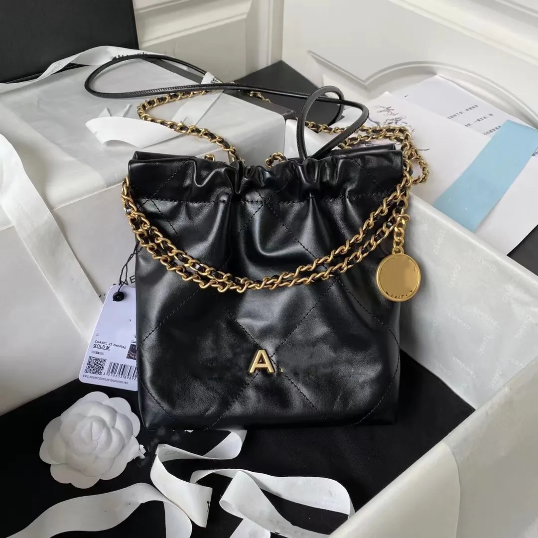 Nouveau sac de créateur sac de luxe 100% mouton classique mini trash sac noir chaîne métallique sac à main jaune sac à main