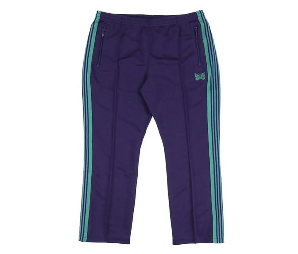 Men039s Pantalon Purple Awge Needles Men 11 Qualité Broidered Butterfly Logo Femmes Track Classic Stripe Panthers6329719