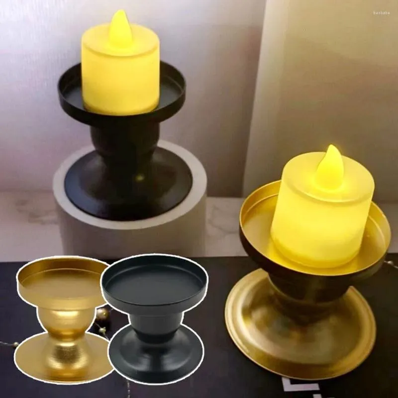 Titulares de velas Metal Candlestick Geométrico Círculo de Ouro/Black Holder
