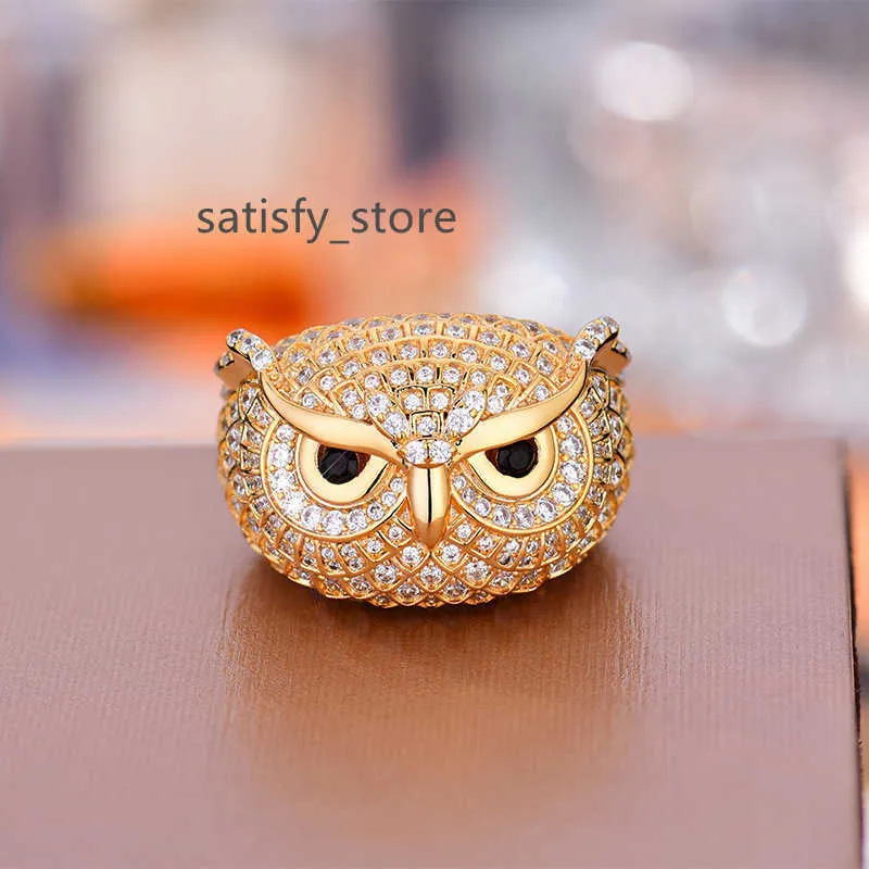 GRA Certified Ice Out VVS Moissanite Ring Sieraden 925 Sterling Silver Mens Women Diamond Moissanite Hip Hop Owl Ring