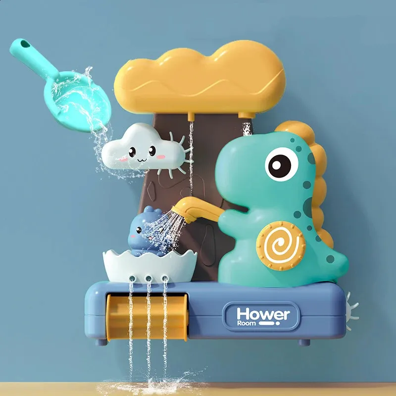 Cartoon dinosaur baby bath toy animal spray water wheel spray toy bathroom shower game childrens toys 240426