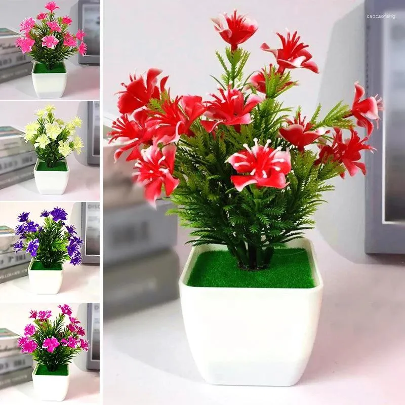 Decorative Flowers Mini Simulation Blossom Bonsai Artificial Flower Plant Easy To Clean For Parties Weddings Art Halls Decoration 12CM 20CM