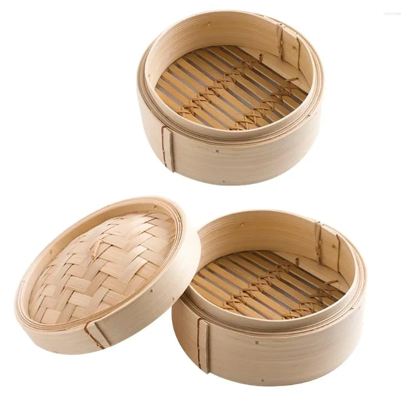 Dubbele ketels 2 pc's Chinese dim sum cookers kookgereedschap met deksel voedsel 8 inch bamboe stoomboten stomende lade