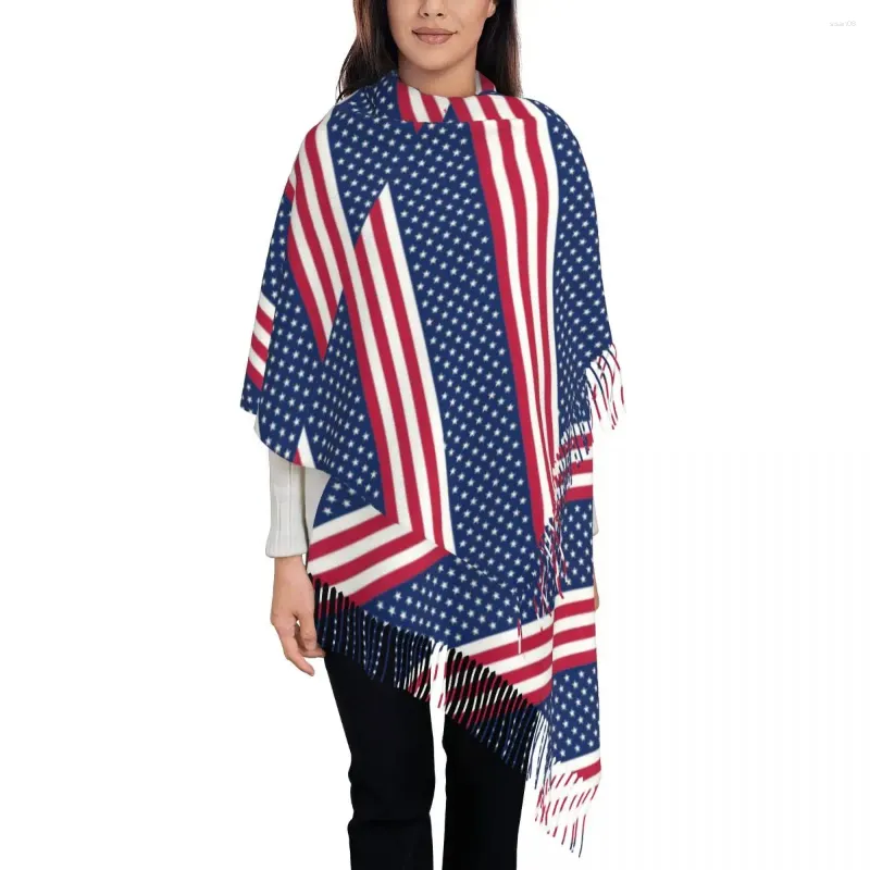Sjaals warme zachte sjaal winter Amerikaanse vlag stijlvolle sjaalswraps sterren en strepen aangepaste foulard unisex luxe 2024 kop