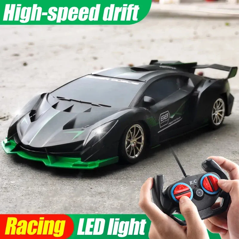 118 RC CAR LED LUZ 2,4G Rádio Rádio Remote Sports Carro para crianças corridas de alta velocidade Drift Drift meninos Toys 240430