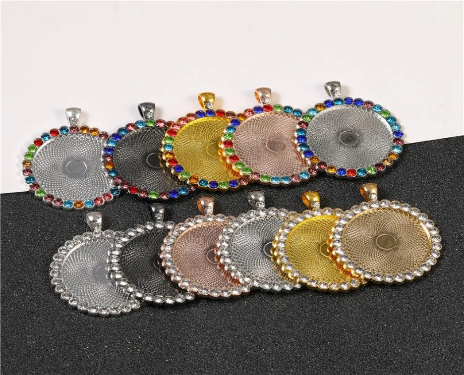 DIY -förbrukningsvaror smycken tunnstenar runda form botten konsoler tid pärla sublimering tomt hänge för överföringstryck hals 4693985