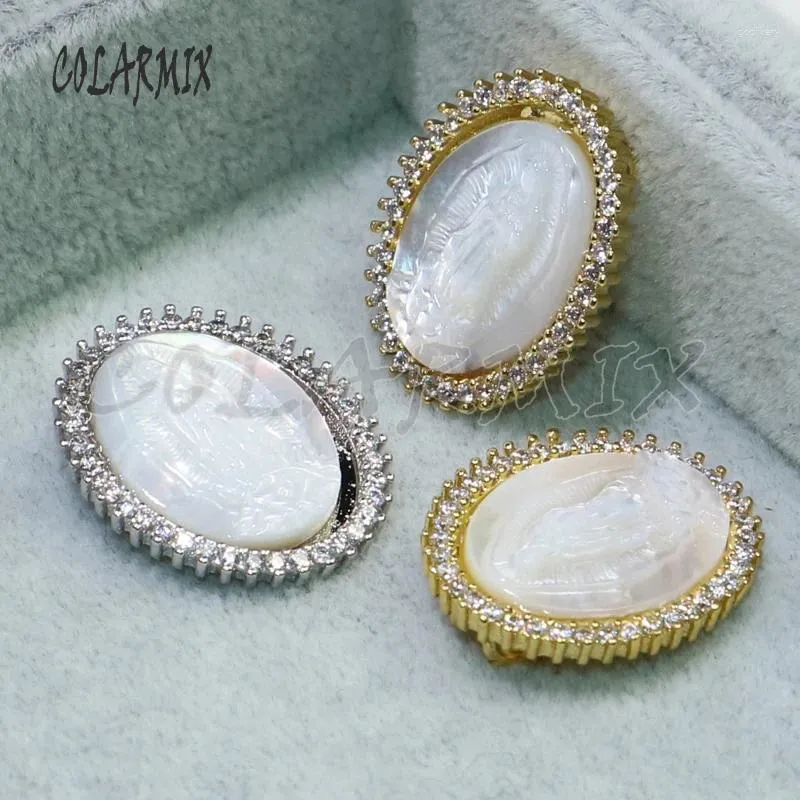 Colliers pendents 10 pièces Virgin Mary White Shell Médaille Charmes Gift Bijoux en gros pour femmes Pendants 5159