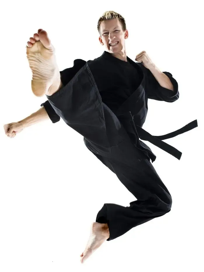 Schwarze Karate -Uniform aus Baumwolle 240429