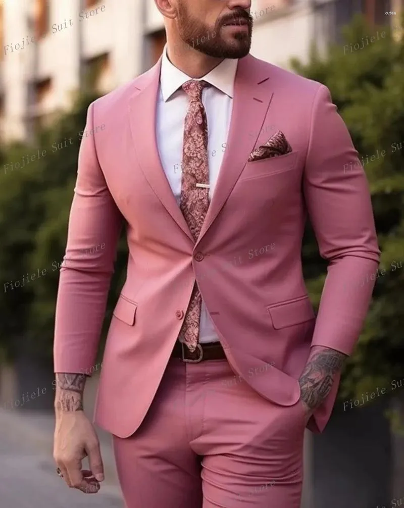 Trajes para hombres para hombres traje de negocios rosa
