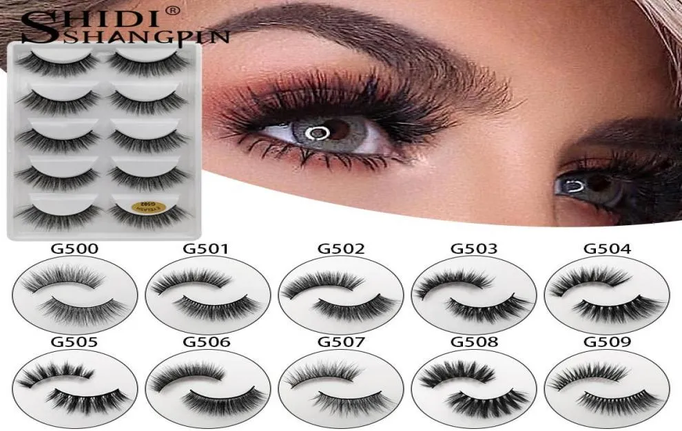 SHIDISHANGPIN 5 Pairs Natural Long Faux 3D Mink Eyelashes Makeup Fully Wispy False Eyelash Extension Minks Fake Lashes Maquillaje 4136719