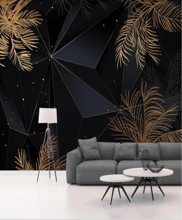 3D Largescale Wallpape Mural Nordic Nowoczesne minimalistyczne abstrakcyjne geometryczne złotą liść Trójkąt Luksusowy wystrój Wall7370578