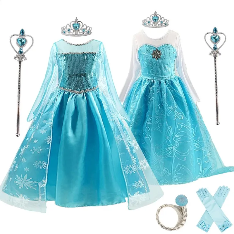 Girls Snow Queen Dress Kids kostuums voor 2023 Carnival Party Prom Gown Cosplay Children Clothing Princess 312 Y 240428