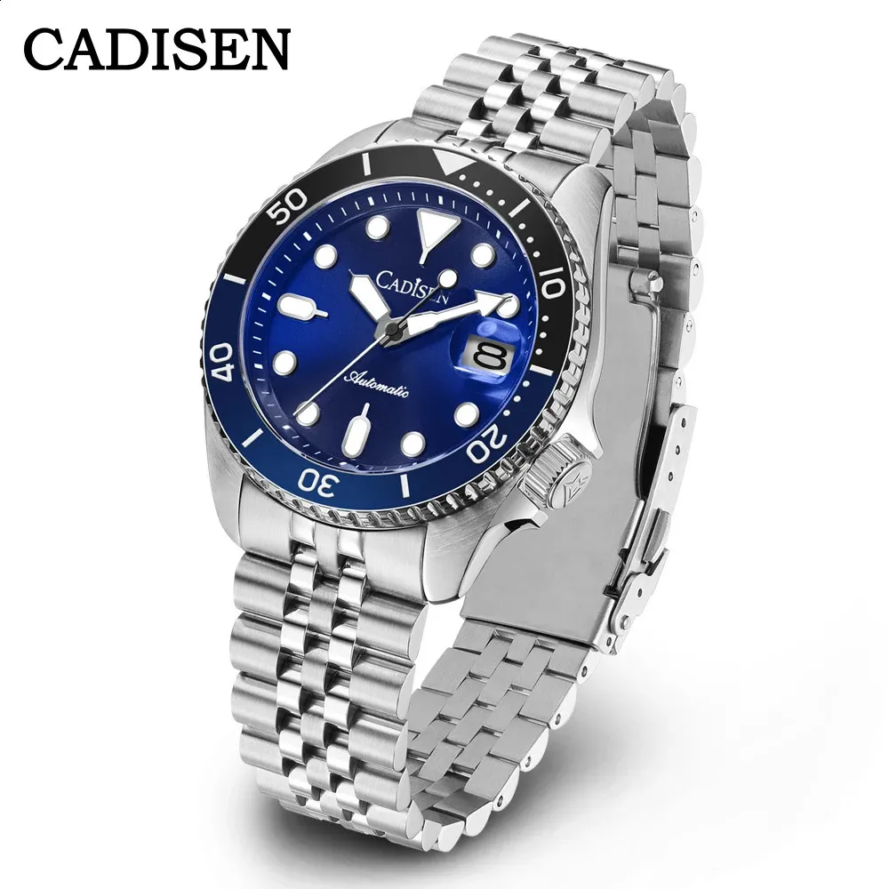 CaDisen Luminous Men Mécanicales de bracelet mécanique Céramique Sapphire Glass Nylon Band Automatique Relogio Masculino 240419