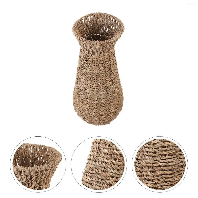 Vases Floor Vase Ornament Woven Flower Container Decorative Portable Basket Straw Office Household