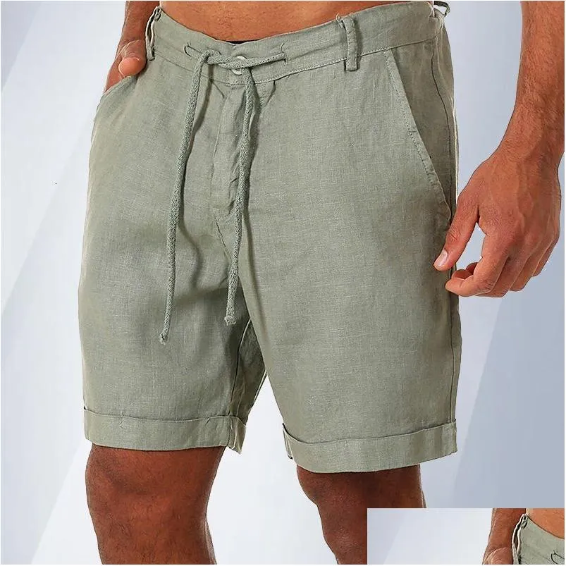 Mäns shorts män s mode linne sommar bomull strand kort vild fritid lös fast last 230417 droppleveranskläder kläder dh4fh